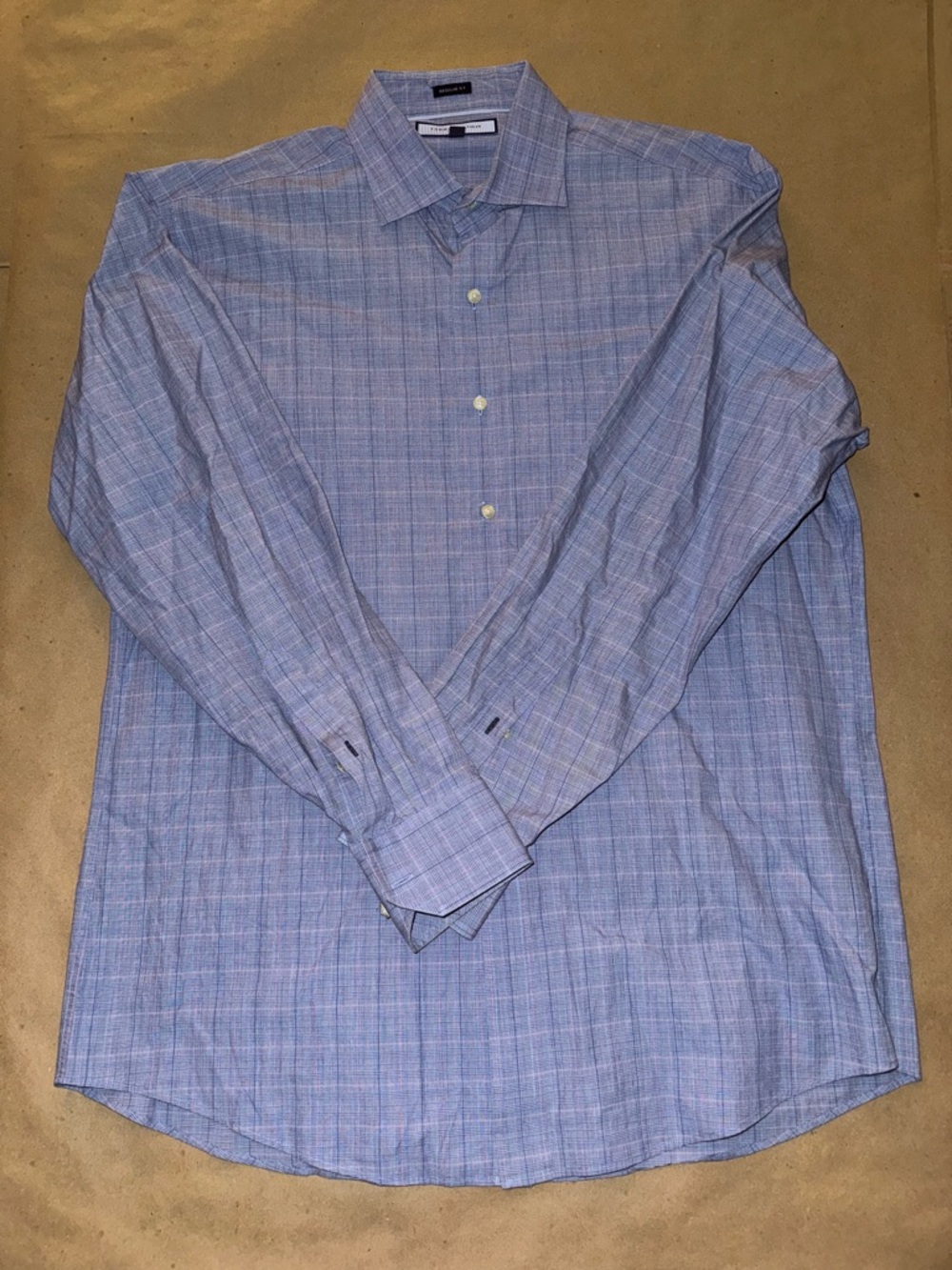 Tommy Hilfiger Ithaca Blue White Striped Button Down Shirt Large 16 34-35 Preppy